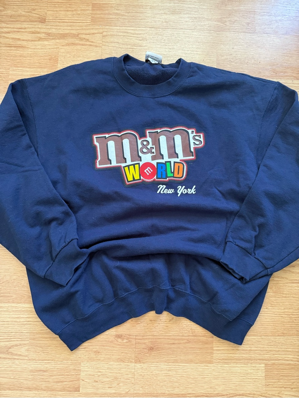 VTG 90s M&Ms World New York Crewneck Sweatshirt Navy Blue 2X Made in USA Y2K